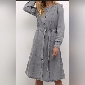 Elegant Long Sleeve Gray Dress